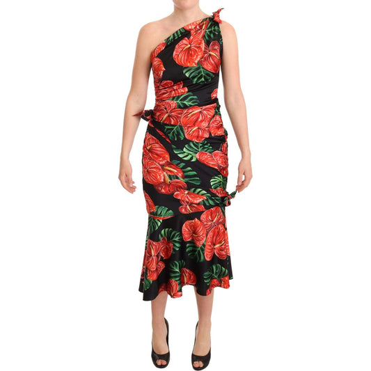 Dolce & Gabbana Elegant Floral Silk Draped Dress WOMAN DRESSES Dolce & Gabbana