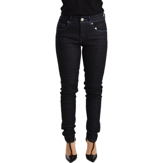 Acht Blue Cotton Low Waist Slim Fit Denim Women Trouser Jeans Acht