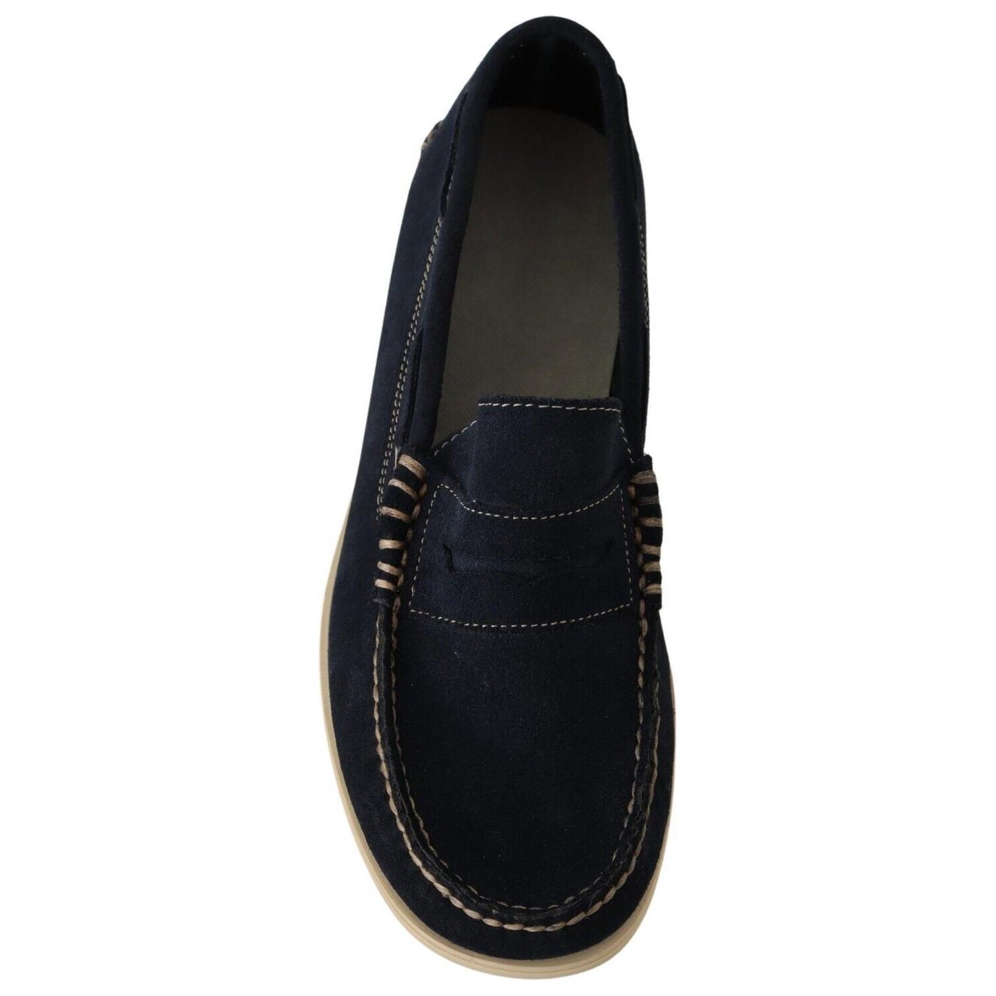 Pollini Chic Suede Blue Moccasins for Men MAN LOAFERS Pollini