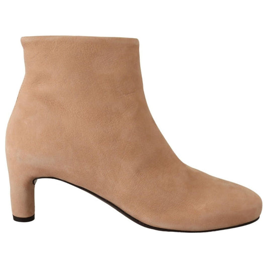 DEL CARLO Beige Suede Leather Mid Heels Pumps Boots Shoes 1728,67345645728,Beige,Boots - Shoes,Boots - Women - Shoes,DEL CARLO,EU36/US5.5,High Heel - Boots - Shoes,Material: Leather,New with tags,Shoes,Women,Women - Shoes