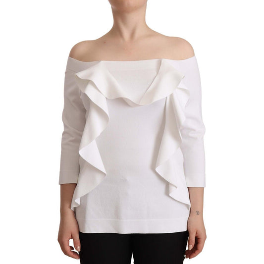 EXTERIOR White Long Sleeves Off Shoulder Women Top Blouse 1728,67345645728,Clothing,EXTERIOR,IT44|L,Long Sleeve - T-Shirts - Clothing,Material: 75% Viscose 25% Polyester,New with tags,T-Shirts - Clothing,Tops & T-Shirts - Women - Clothing,White,Women,Wome