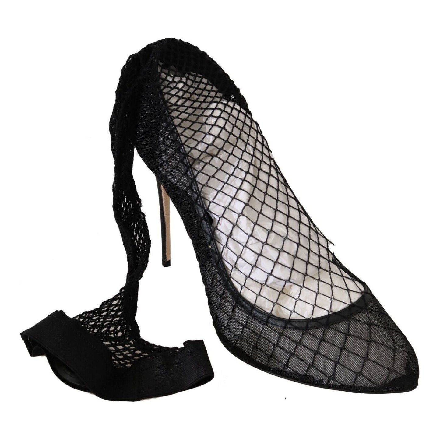 Dolce & Gabbana Elegant Netted Sock Pumps in Timeless Black Dolce & Gabbana