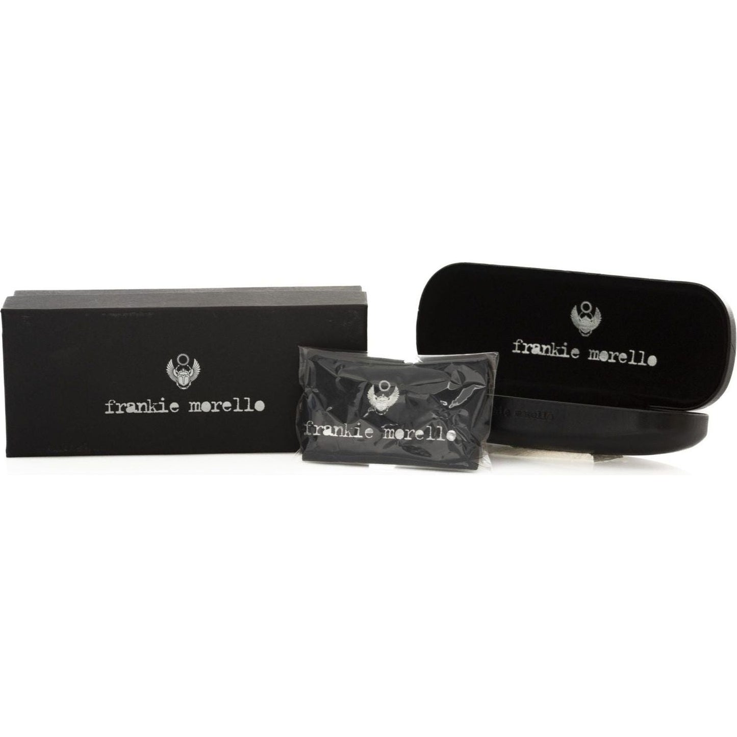 Frankie Morello Black Metallic Fibre Men Sunglasses