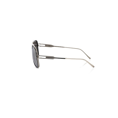 Frankie Morello Black Metallic Fiber Men Sunglass