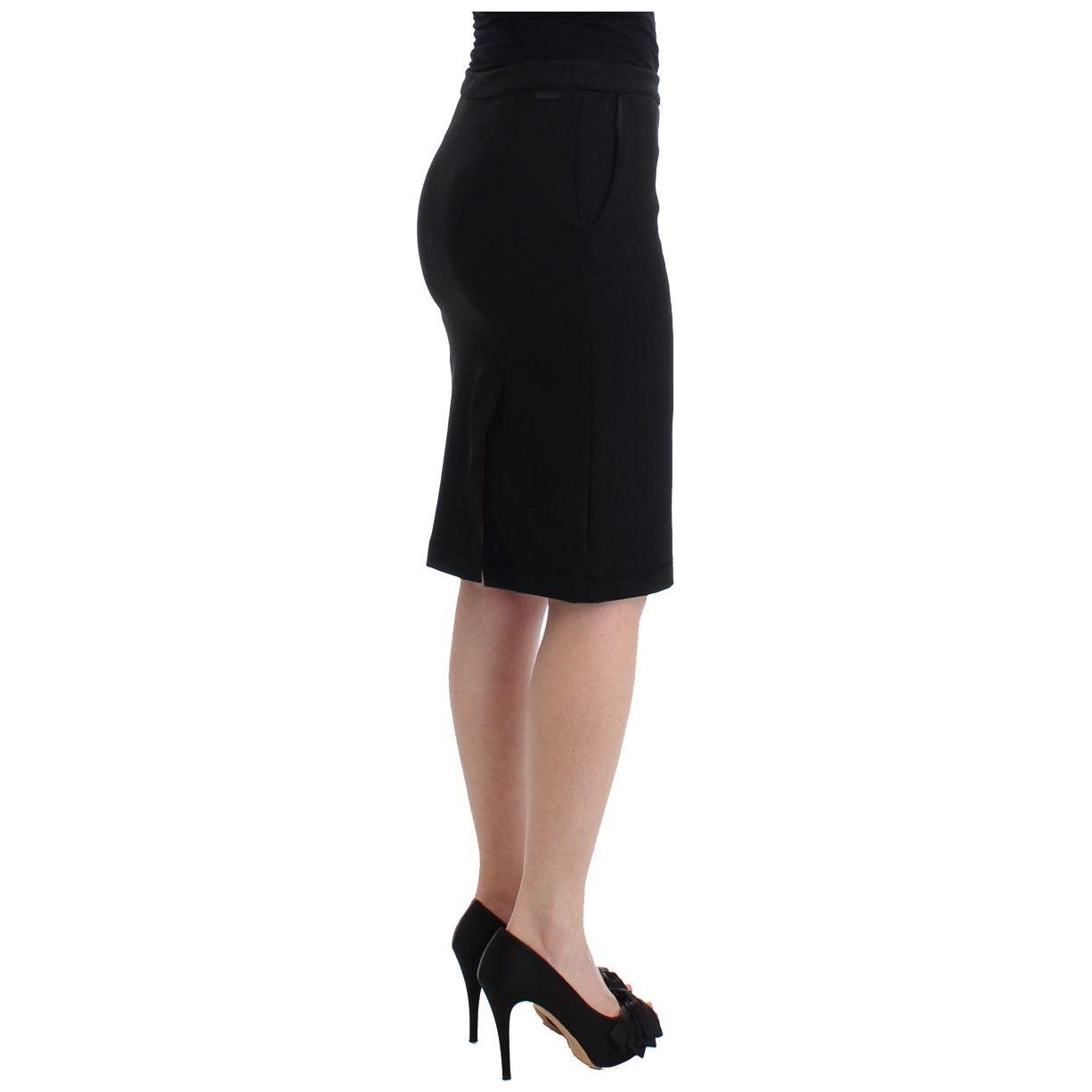 GF Ferre Chic Black Pencil Skirt Knee Length with Side Zip GF Ferre