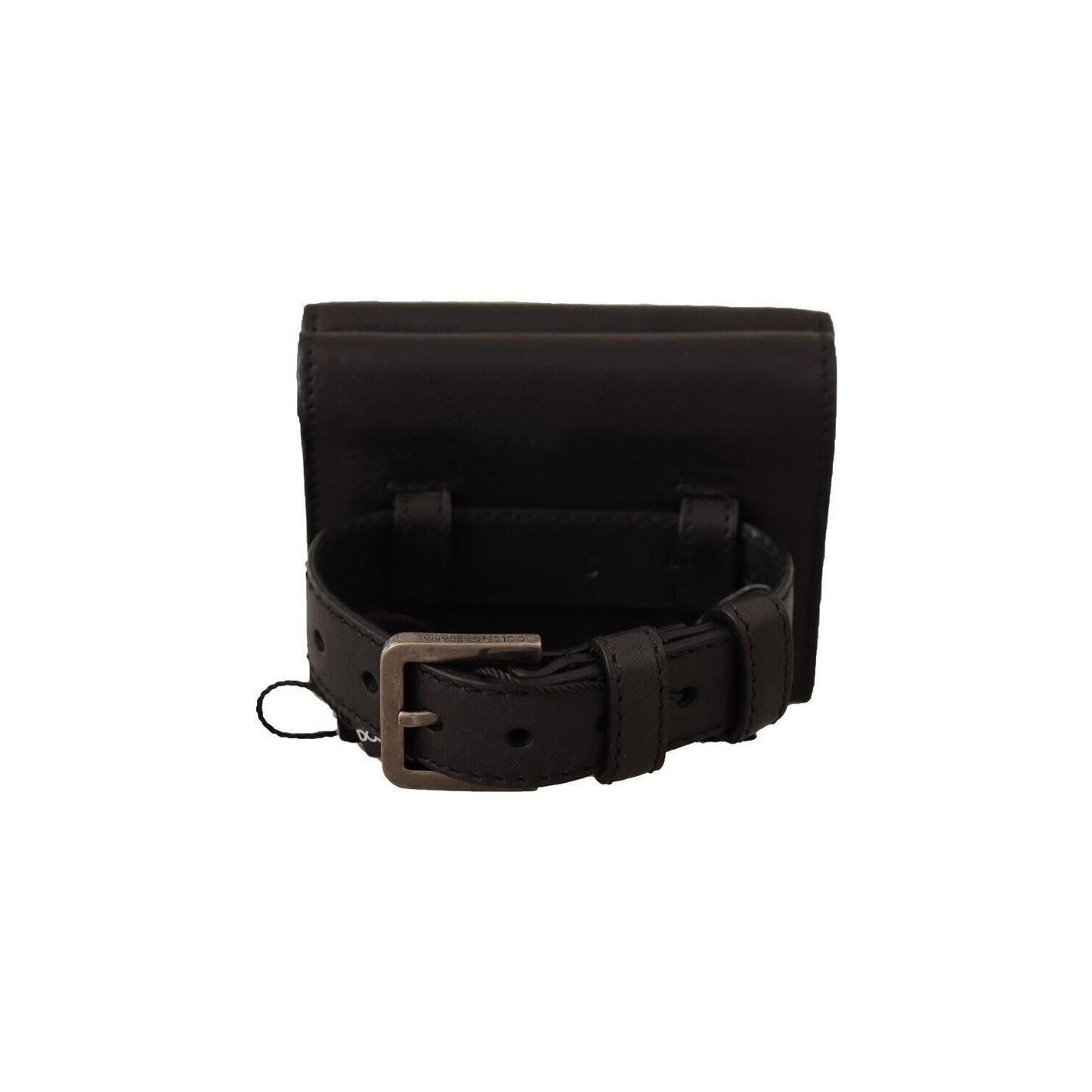 Dolce & Gabbana Black Leather Trifold Purse Belt Multi Kit Wallet