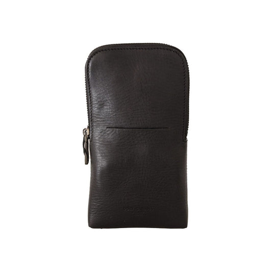 Dolce & Gabbana Black Leather Purse Double Belt Strap Multi Kit Wallet