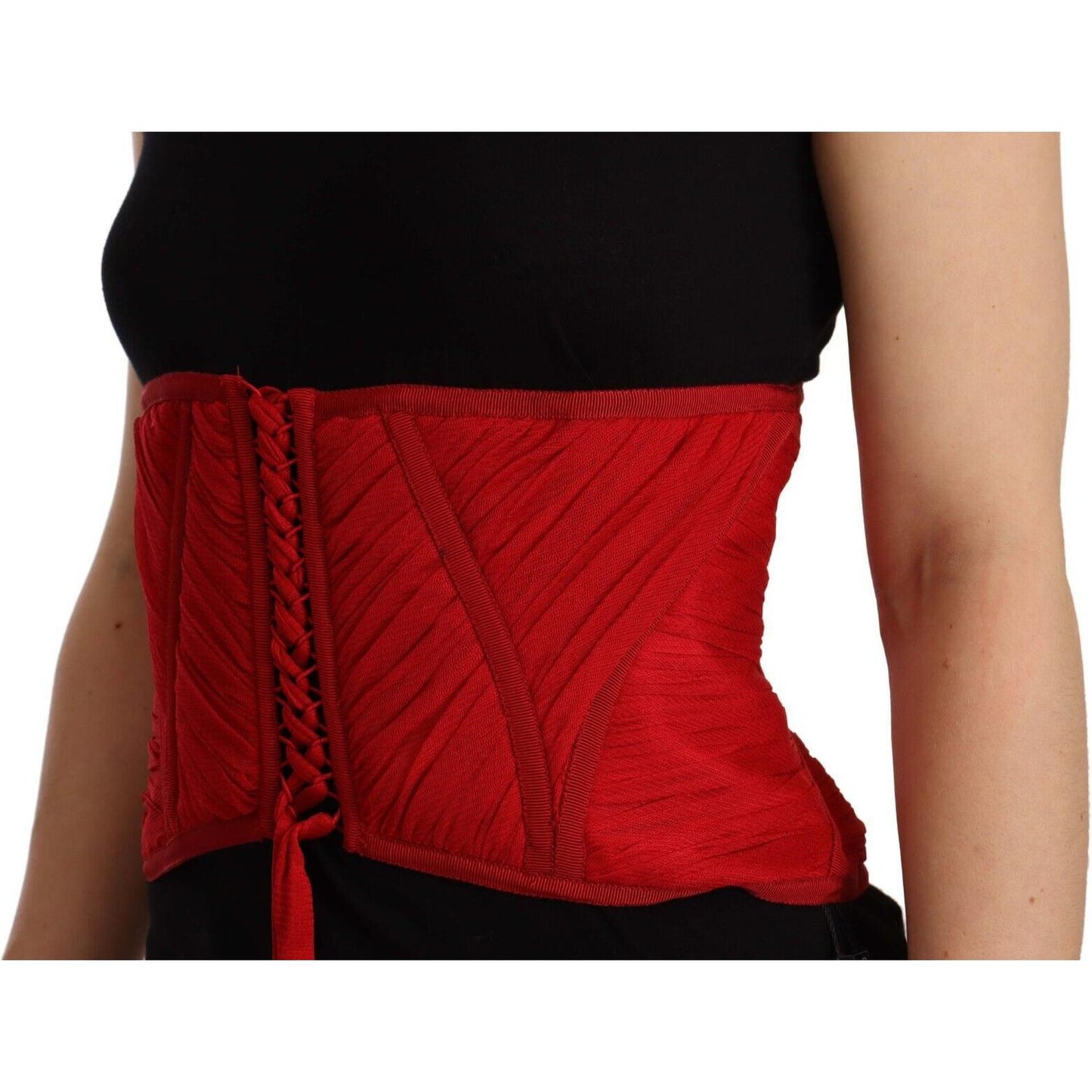 Dolce & Gabbana Elegant Red Silk Corset Belt Top Dolce & Gabbana