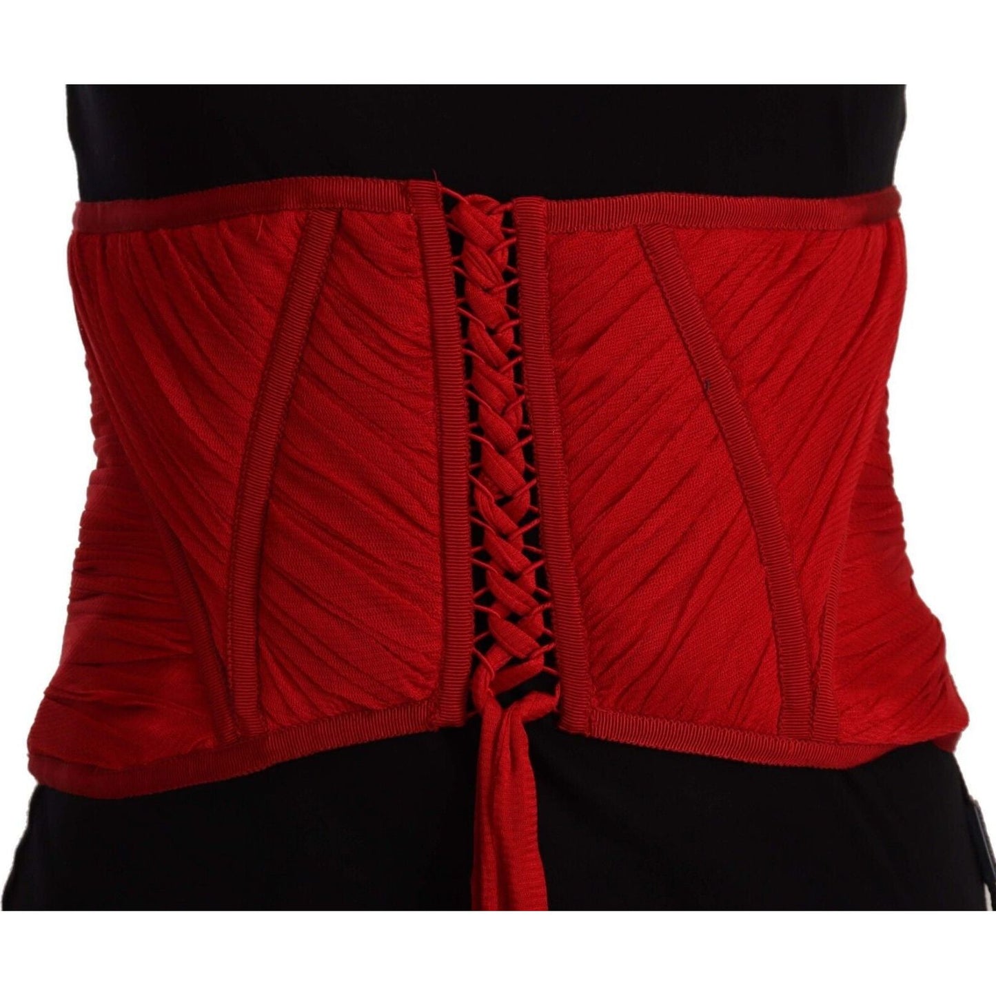 Dolce & Gabbana Elegant Red Silk Corset Belt Top Dolce & Gabbana