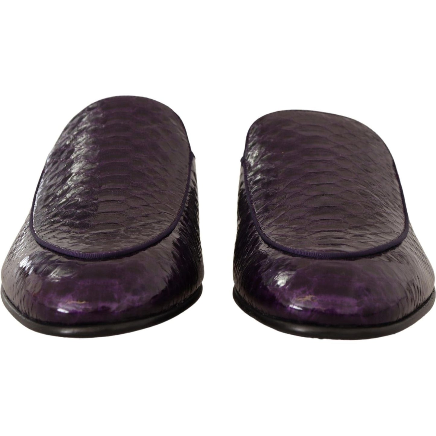 Dolce & Gabbana Purple Exotic Python Leather Slides Dolce & Gabbana