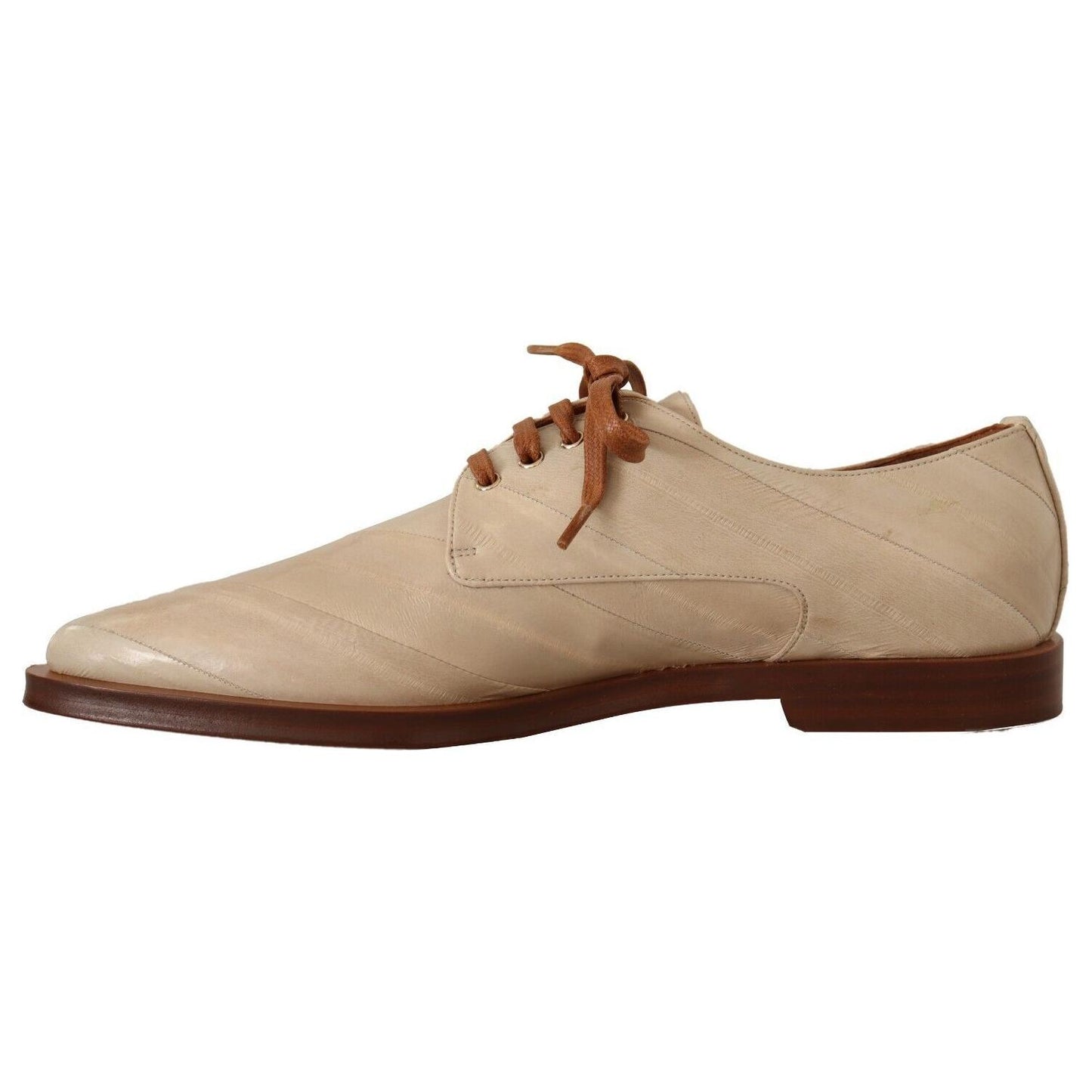 Dolce & Gabbana Elegant Beige Eel Leather Formal Flats Dolce & Gabbana