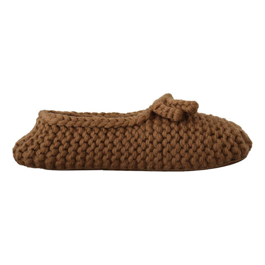 Dolce & Gabbana Brown Slip On Ballerina Flats Wool Knit Shoes 1728,67345645728,Ballet Flats - Flats - Shoes,Brown,Dolce & Gabbana,EU40/US9.5,EU41/US10.5,Flat Shoes - Women - Shoes,Flats - Shoes,Material: Wool,New with tags,Shoes,Women,Women - Shoes