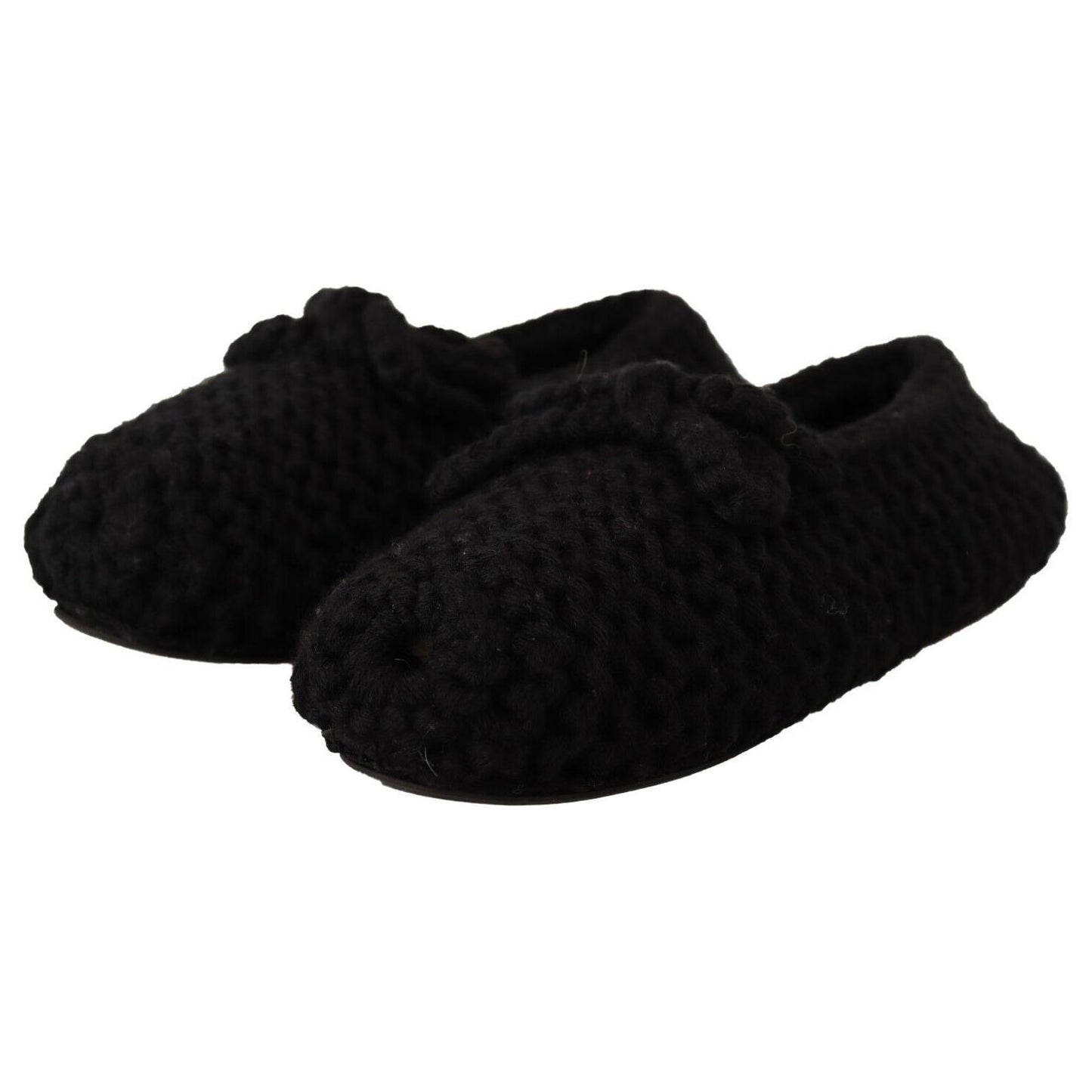 Dolce & Gabbana Elegant Black Wool Knit Ballet Flats Dolce & Gabbana