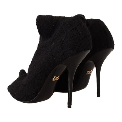 Dolce & Gabbana Black Stretch Socks Knee High Booties Shoes 1728,67345645728,Black,Boots - Shoes,Boots - Women - Shoes,Dolce & Gabbana,EU39/US8.5,EU41/US10.5,High Heel - Boots - Shoes,Material: Fabric,New with tags,Shoes,Women,Women - Shoes