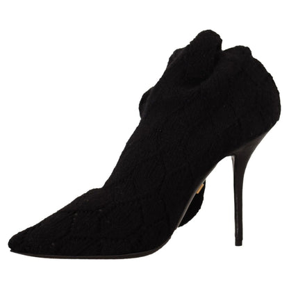Dolce & Gabbana Black Stretch Socks Knee High Booties Shoes 1728,67345645728,Black,Boots - Shoes,Boots - Women - Shoes,Dolce & Gabbana,EU39/US8.5,EU41/US10.5,High Heel - Boots - Shoes,Material: Fabric,New with tags,Shoes,Women,Women - Shoes