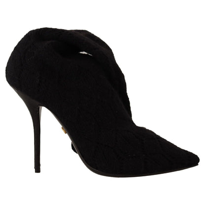Dolce & Gabbana Black Stretch Socks Knee High Booties Shoes 1728,67345645728,Black,Boots - Shoes,Boots - Women - Shoes,Dolce & Gabbana,EU39/US8.5,EU41/US10.5,High Heel - Boots - Shoes,Material: Fabric,New with tags,Shoes,Women,Women - Shoes
