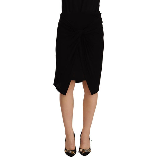 PLEIN SUD Black High Waist Pencil Knee Length Viscose Skirt 1728,67345645728,Black,Clothing,IT38|XS,Material: 95% Viscose 5% Elastane,Midi - Skirts - Clothing,New with tags,PLEIN SUD,Skirts - Clothing,Skirts - Women - Clothing,Women,Women - Clothing
