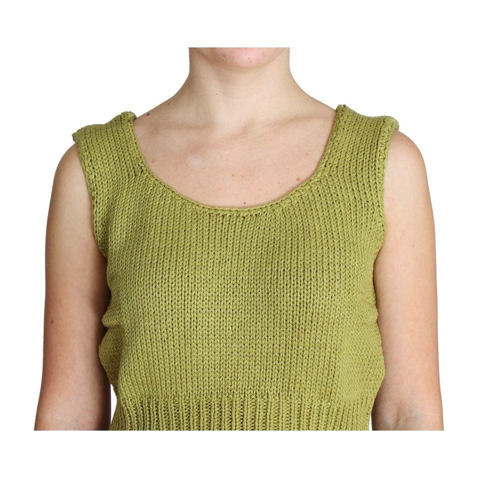 PINK MEMORIES Elegant Green Knit Sleeveless Vest Sweater PINK MEMORIES