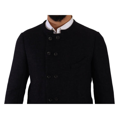 Dolce & Gabbana Gray Alpaca Button Down Men Coat Jacket 1% Elastane,1728,34% Cotton,6% Virgin Wool,67345645728,8% Nylon,Clothing,Coats - Jackets & Coats - Clothing,Dolce & Gabbana,Gray,IT48 | M,Jackets & Coats - Clothing,Jackets - Men - Clothing,Material: