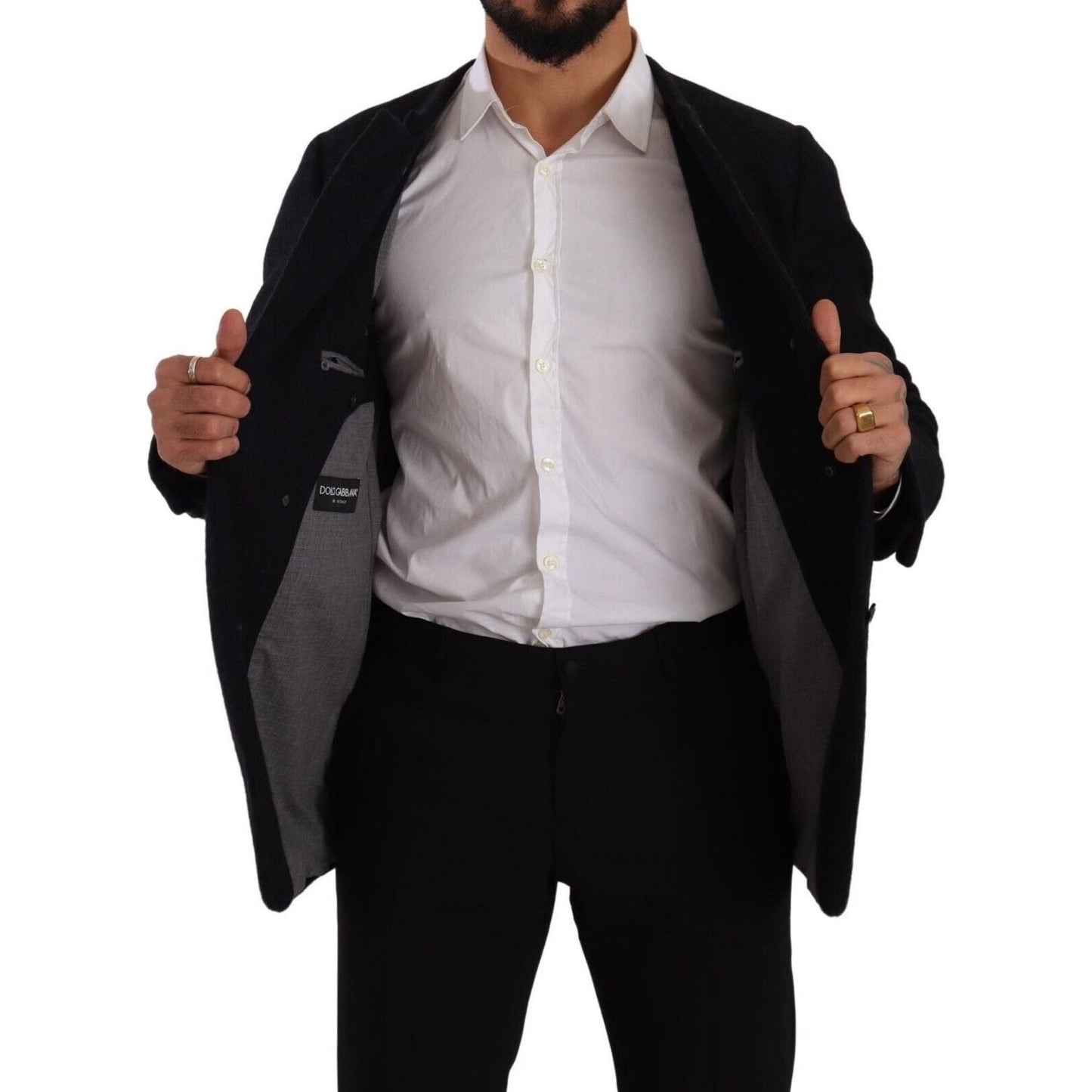 Dolce & Gabbana Gray Alpaca Button Down Men Coat Jacket 1% Elastane,1728,34% Cotton,6% Virgin Wool,67345645728,8% Nylon,Clothing,Coats - Jackets & Coats - Clothing,Dolce & Gabbana,Gray,IT48 | M,Jackets & Coats - Clothing,Jackets - Men - Clothing,Material: