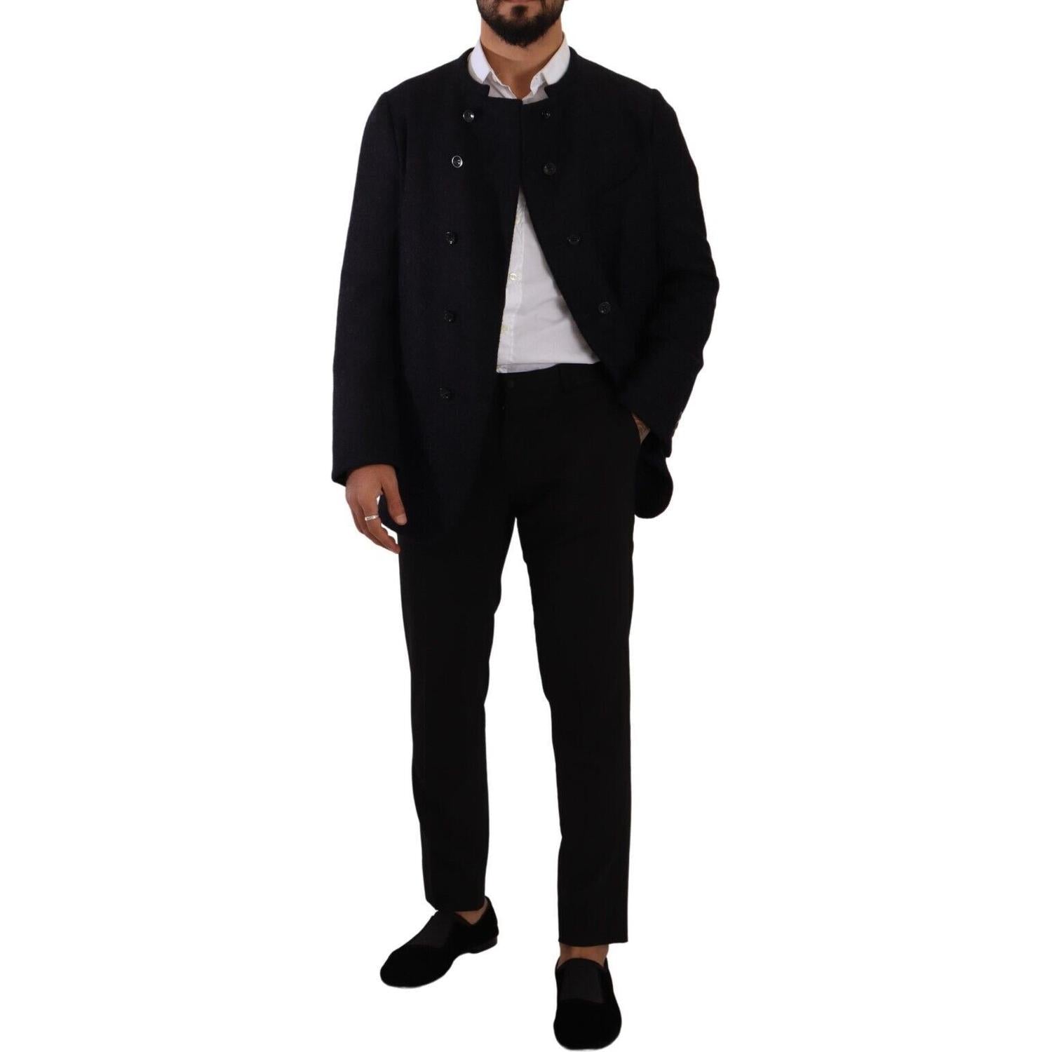 Dolce & Gabbana Gray Alpaca Button Down Men Coat Jacket