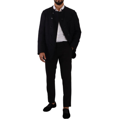 Dolce & Gabbana Gray Alpaca Button Down Men Coat Jacket 1% Elastane,1728,34% Cotton,6% Virgin Wool,67345645728,8% Nylon,Clothing,Coats - Jackets & Coats - Clothing,Dolce & Gabbana,Gray,IT48 | M,Jackets & Coats - Clothing,Jackets - Men - Clothing,Material: