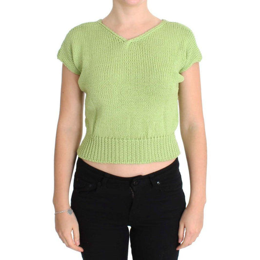 PINK MEMORIES Green Cotton Blend Knitted Sweater