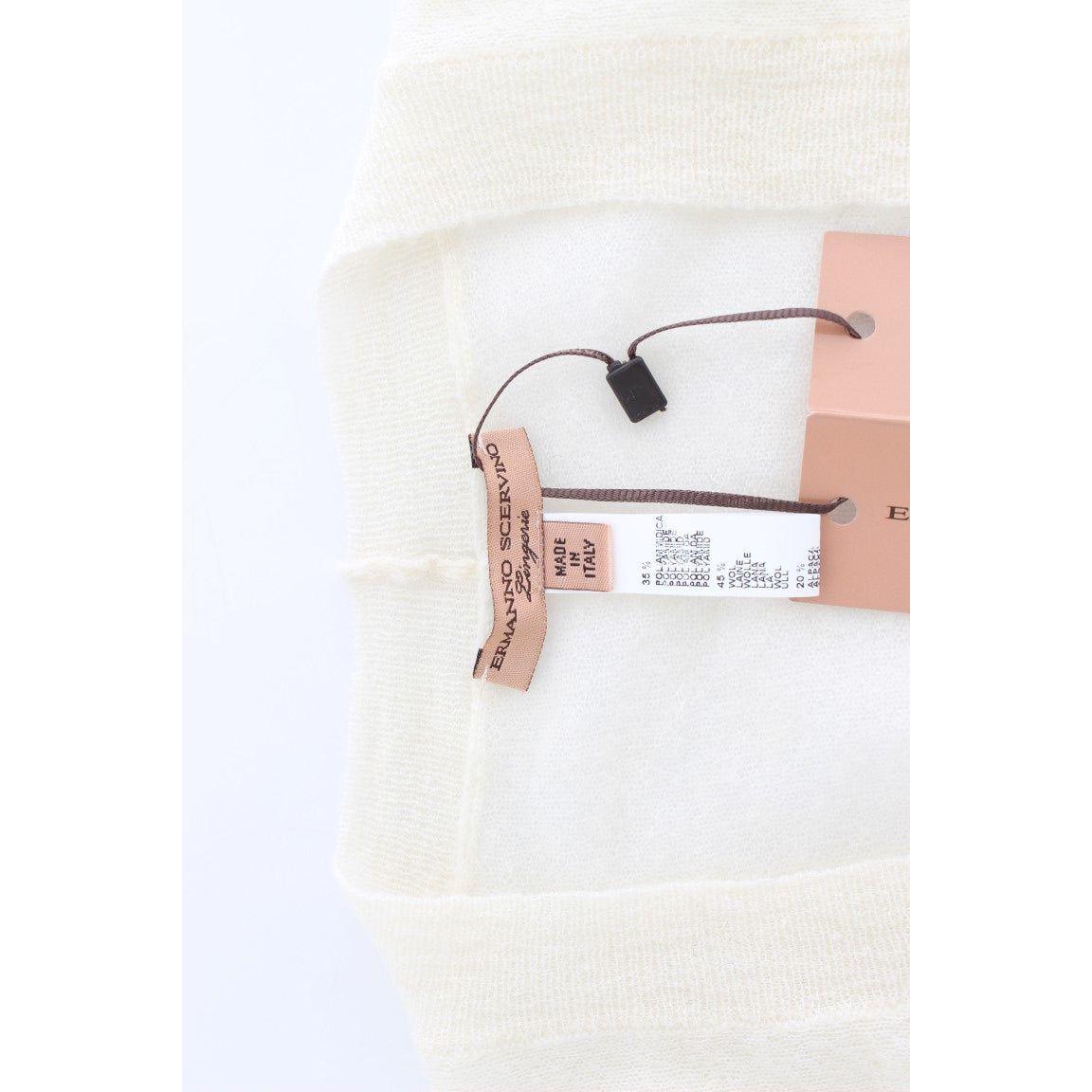 Ermanno Scervino Elegant Off-White Cropped Alpaca-Wool Blend Sweater Ermanno Scervino