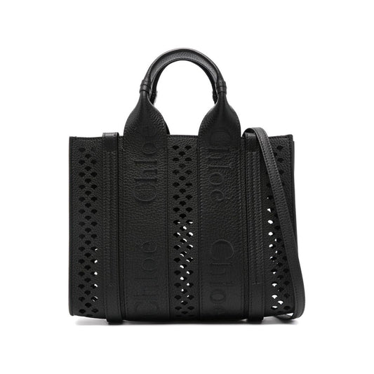 Chloè Small Woody Tote Bag In Grained Leather in Black Shopper Chloè Dark Slate Gray