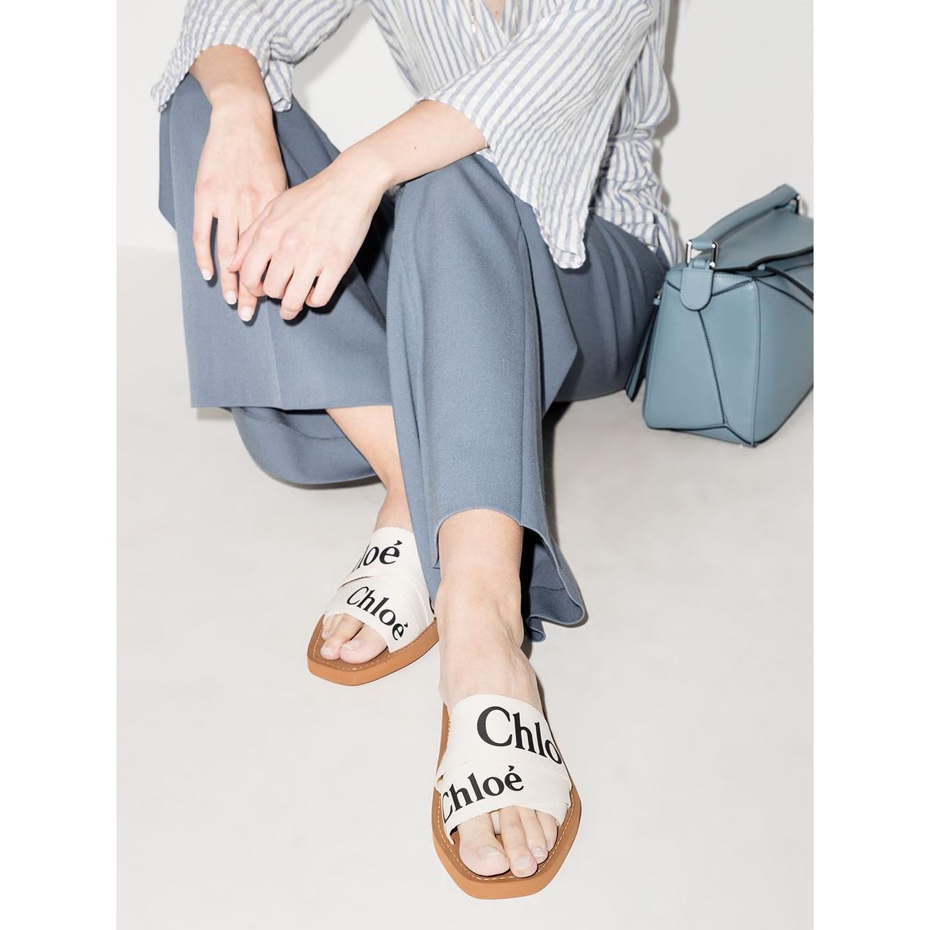 Chloè Chloé Woody flat mule Sandals Chloè Light Gray