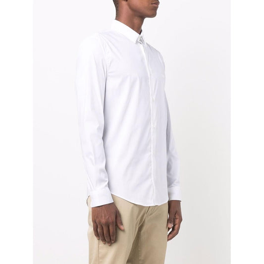 Emporio Armani logo-patch longsleeved shirt Shirts Emporio Armani White Smoke