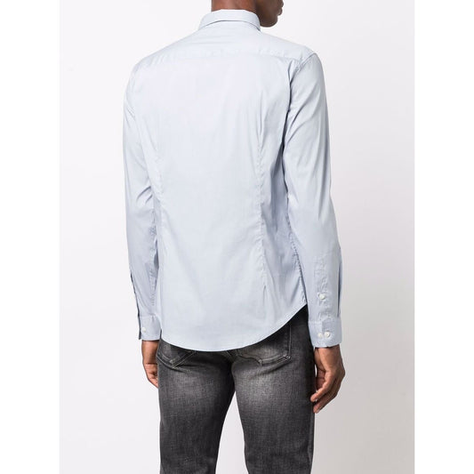 Emporio Armani logo-embroidered long-sleeve shirt Shirts Emporio Armani Lavender