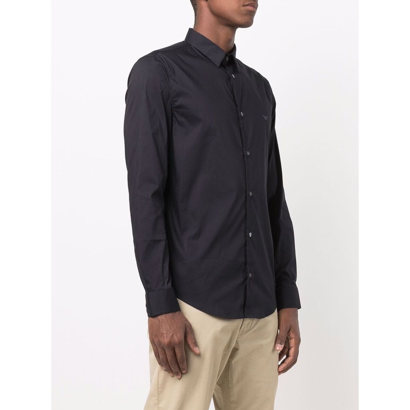 Emporio Armani logo-patch Longsleeved Shirt Shirts Emporio Armani Beige