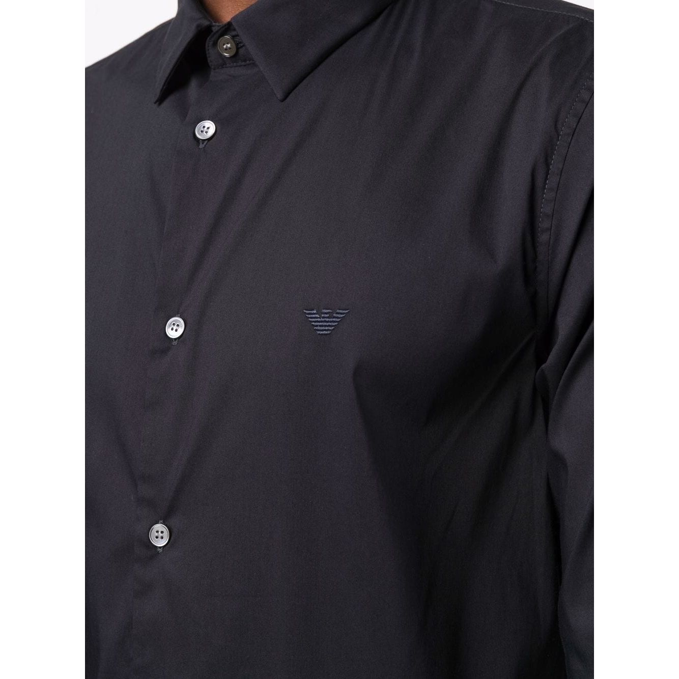 Emporio Armani logo-patch Longsleeved Shirt Shirts Emporio Armani Dark Slate Gray