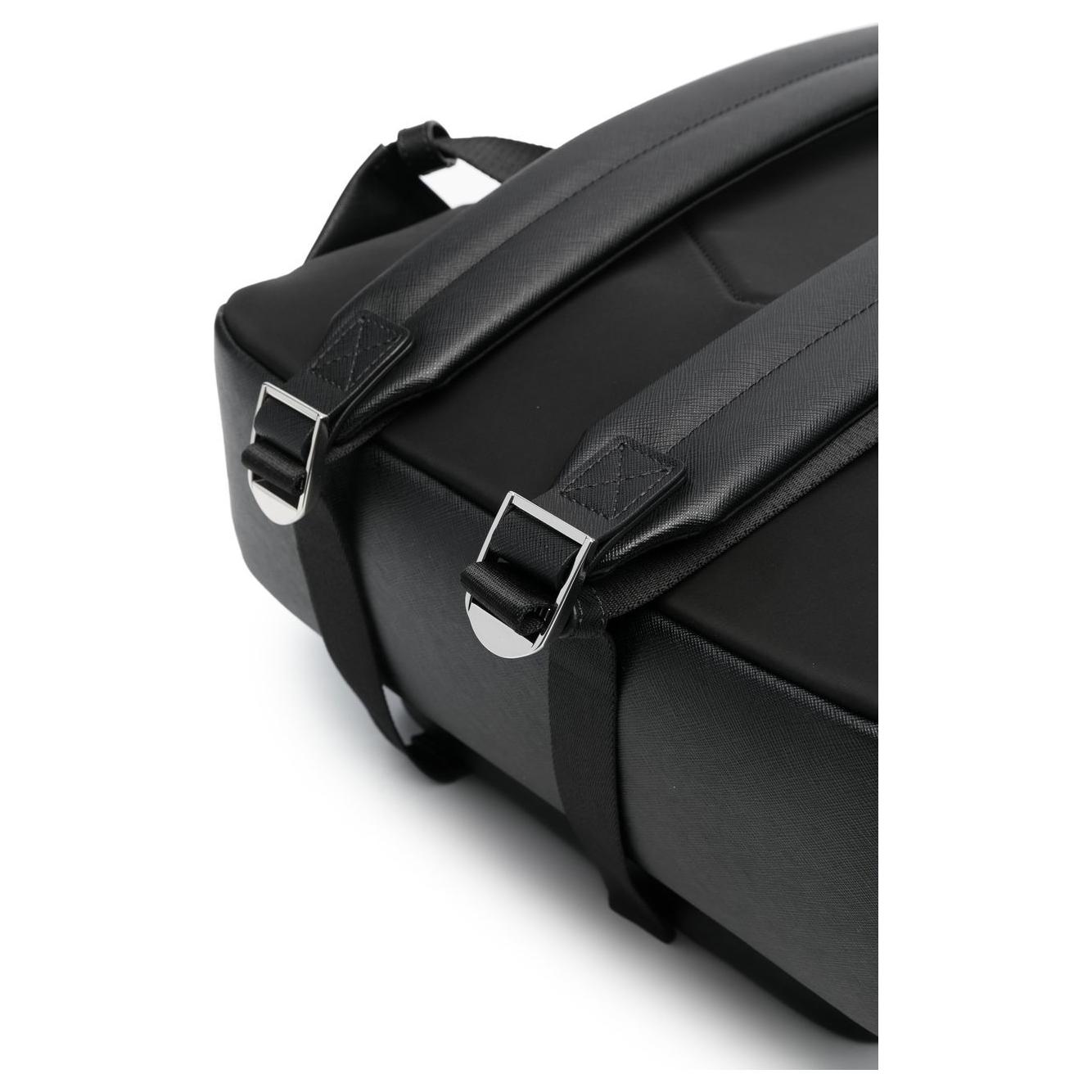Emporio Armani Roundshape backpack in regenerated saffiano leather with ASV eagle plaque Backpacks Emporio Armani Dark Slate Gray