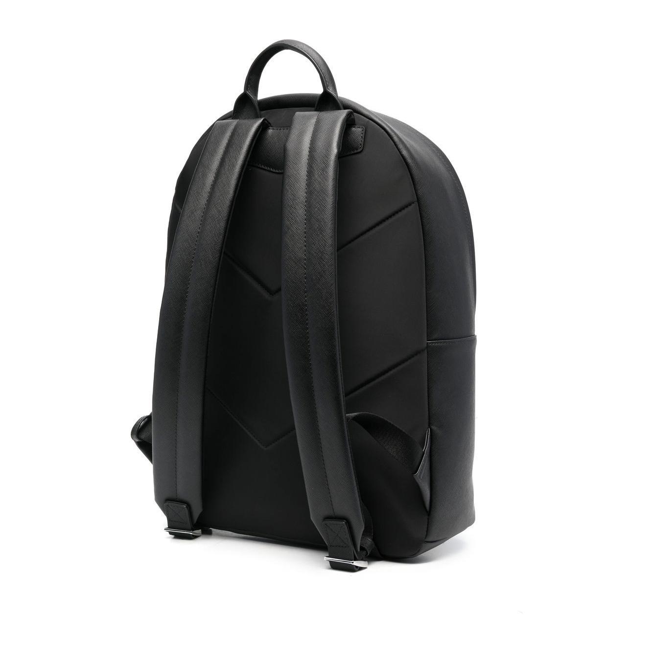 Emporio Armani Roundshape backpack in regenerated saffiano leather with ASV eagle plaque Backpacks Emporio Armani Dark Slate Gray