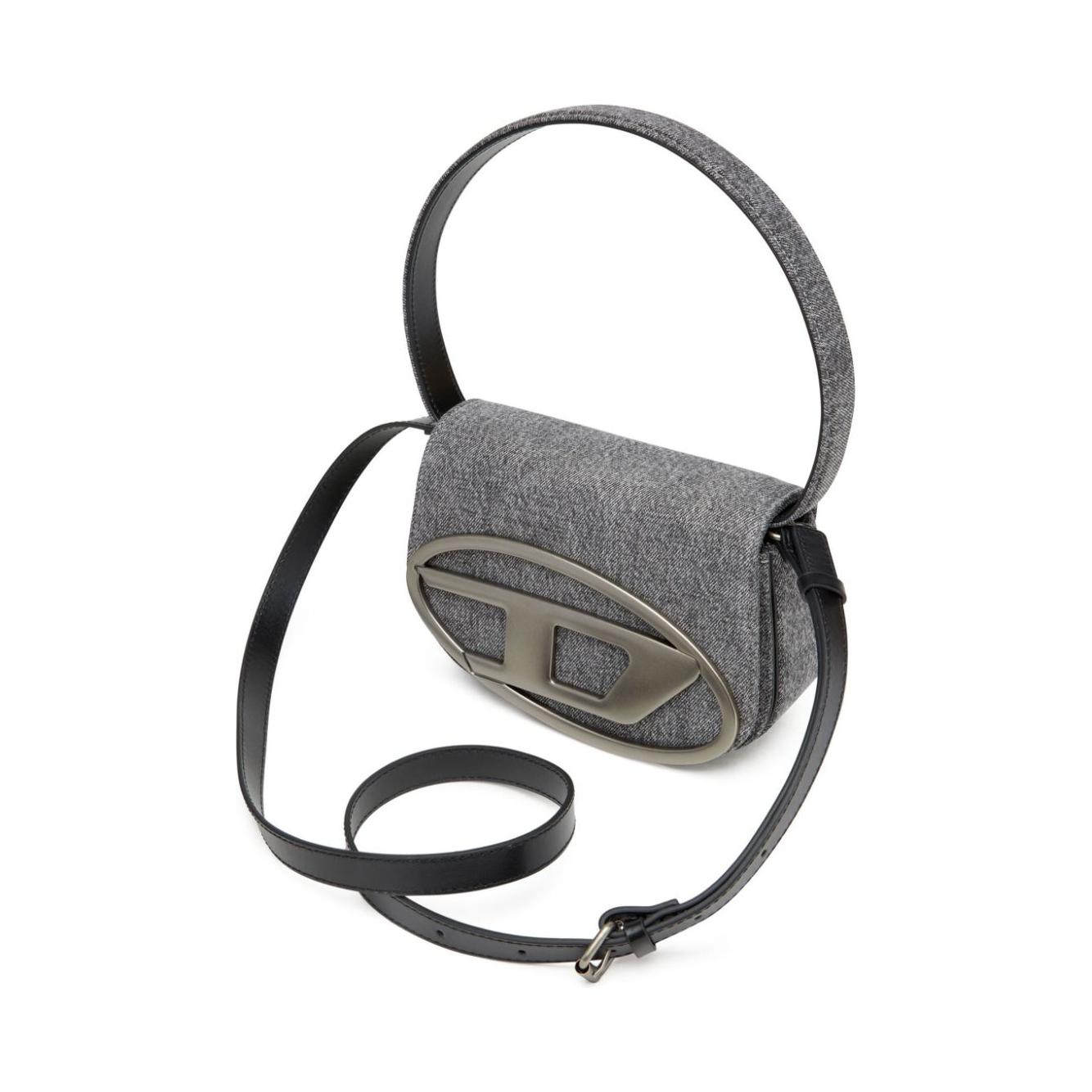 Diesel 1DR-Iconic shoulder bag in stonewashed denim Shoulder Diesel Dim Gray