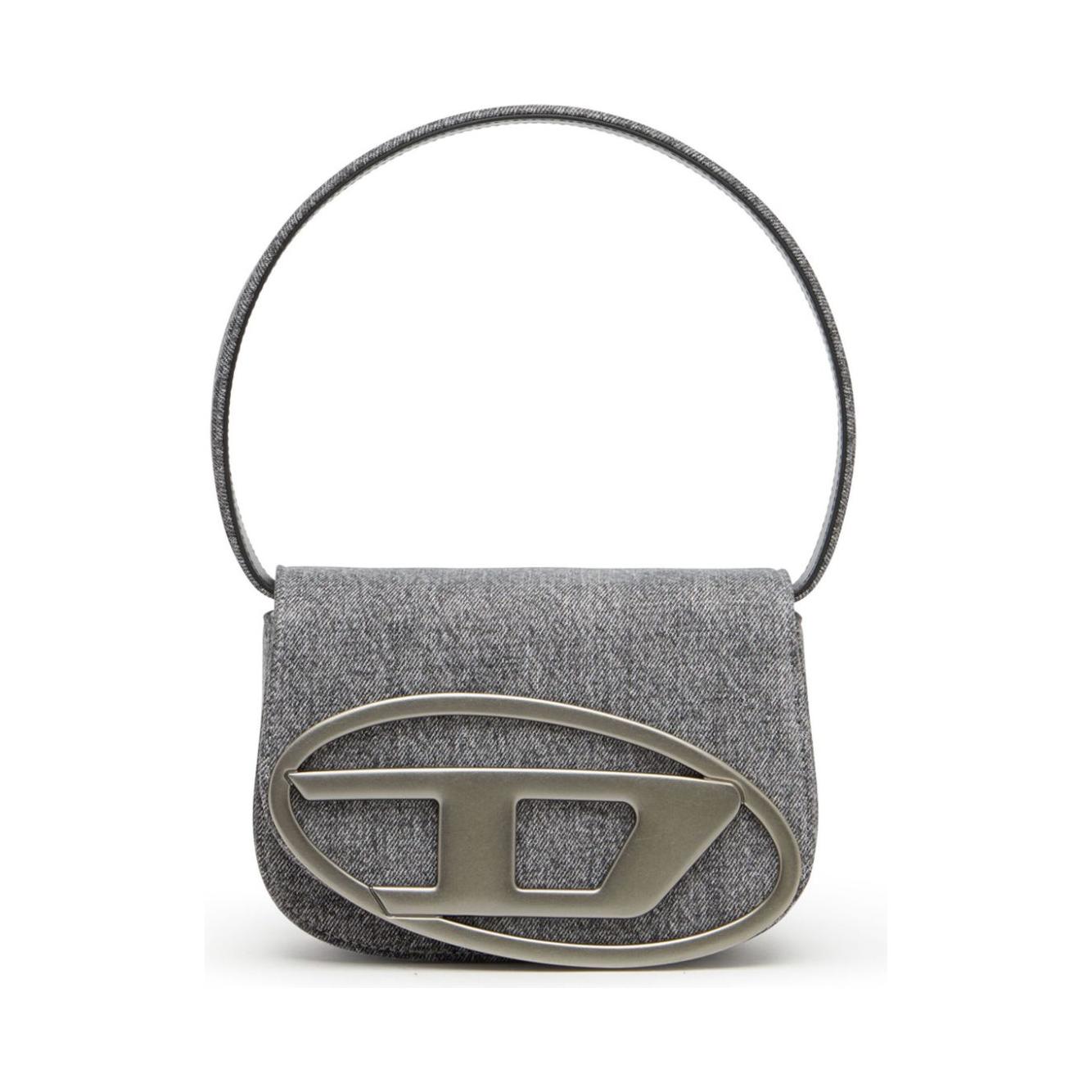 Diesel 1DR-Iconic shoulder bag in stonewashed denim Shoulder Diesel Dim Gray
