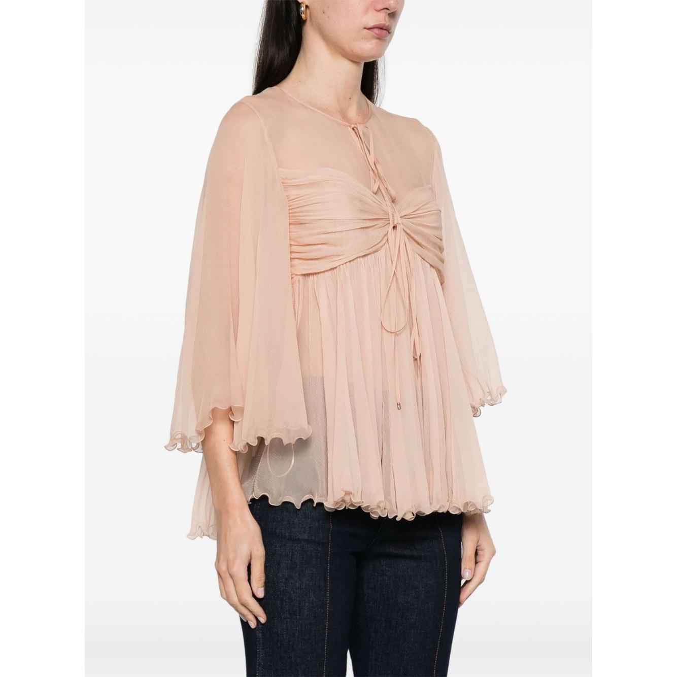 Chloè Silk pleated tank top Topwear Chloè Antique White
