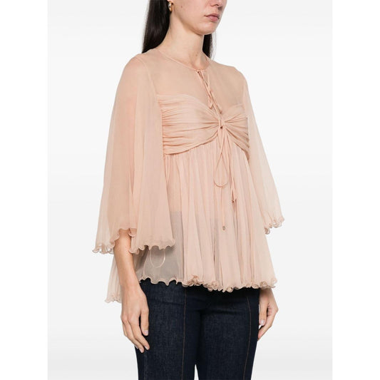 Chloè Silk pleated tank top Topwear Chloè Antique White