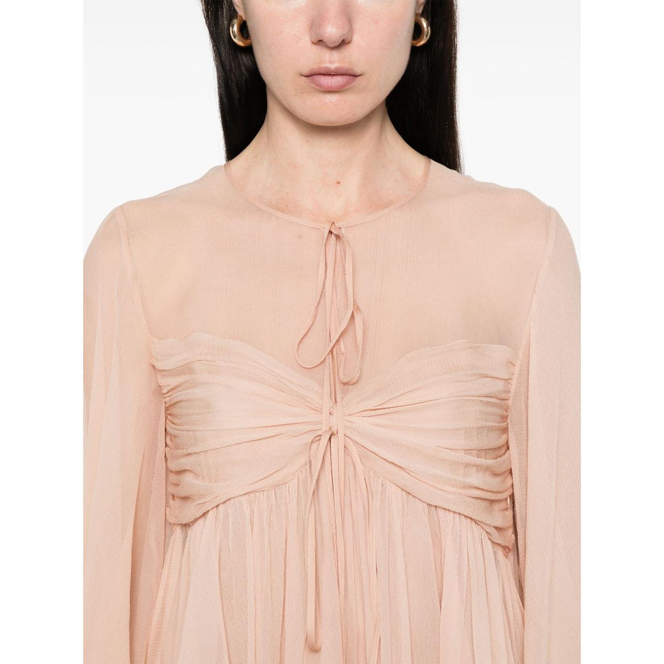 Chloè Silk pleated tank top Topwear Chloè Wheat