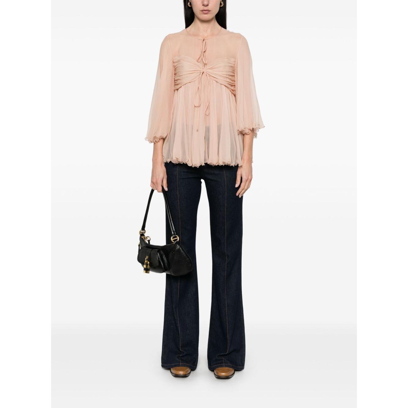 Chloè Silk pleated tank top Topwear Chloè White Smoke