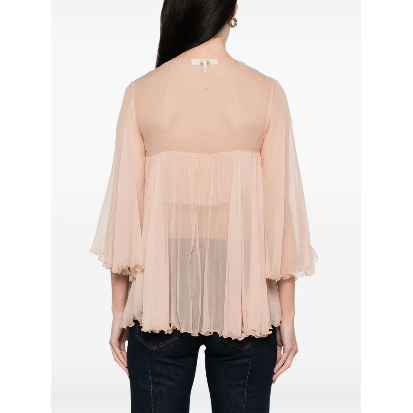 Chloè Silk pleated tank top Topwear Chloè Antique White