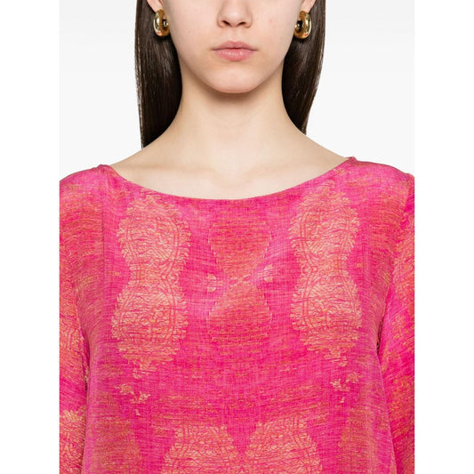 Pierre Louis Mascia Paisley print TRAPEZIO Dress Silk Dresses Pierre Louis Mascia Pale Violet Red