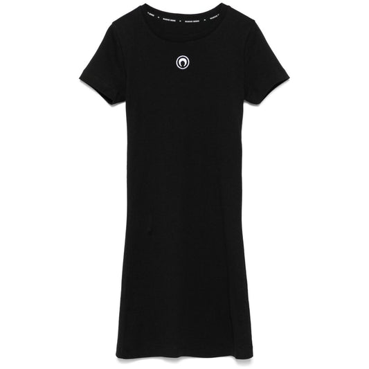 Marine Serre organic cotton T-shirt dress Dresses Marine Serre Black