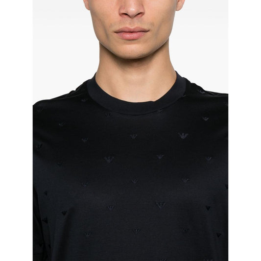 Emporio Armani Allover Logo T Shirt Topwear Emporio Armani Black
