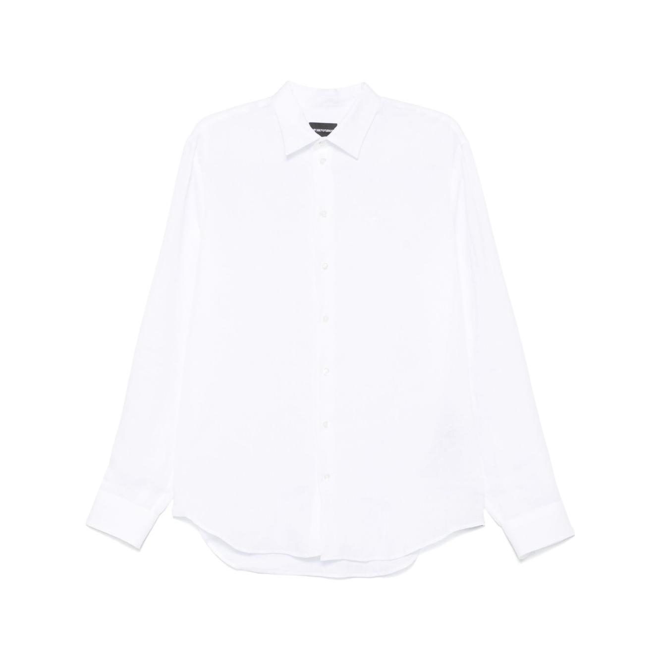 Emporio Armani logo-embroidered long-sleeve shirt Shirts Emporio Armani Ghost White