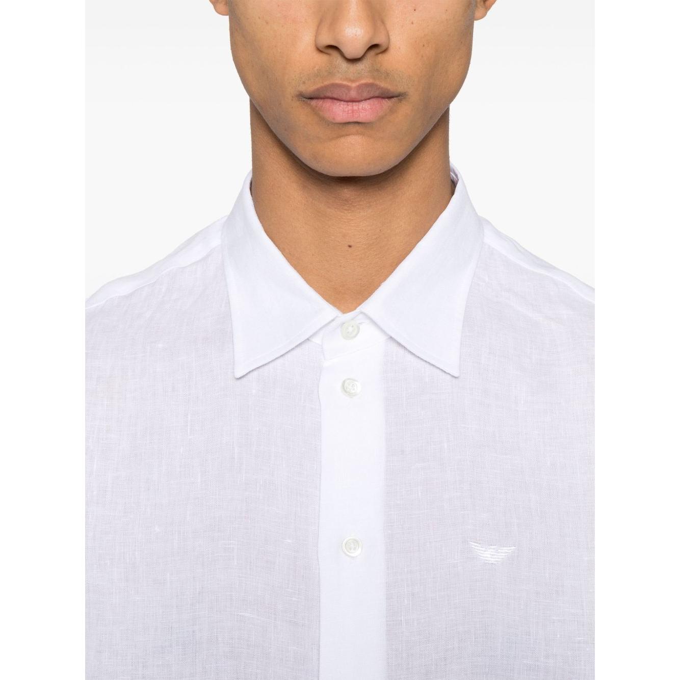 Emporio Armani logo-embroidered long-sleeve shirt Shirts Emporio Armani Lavender