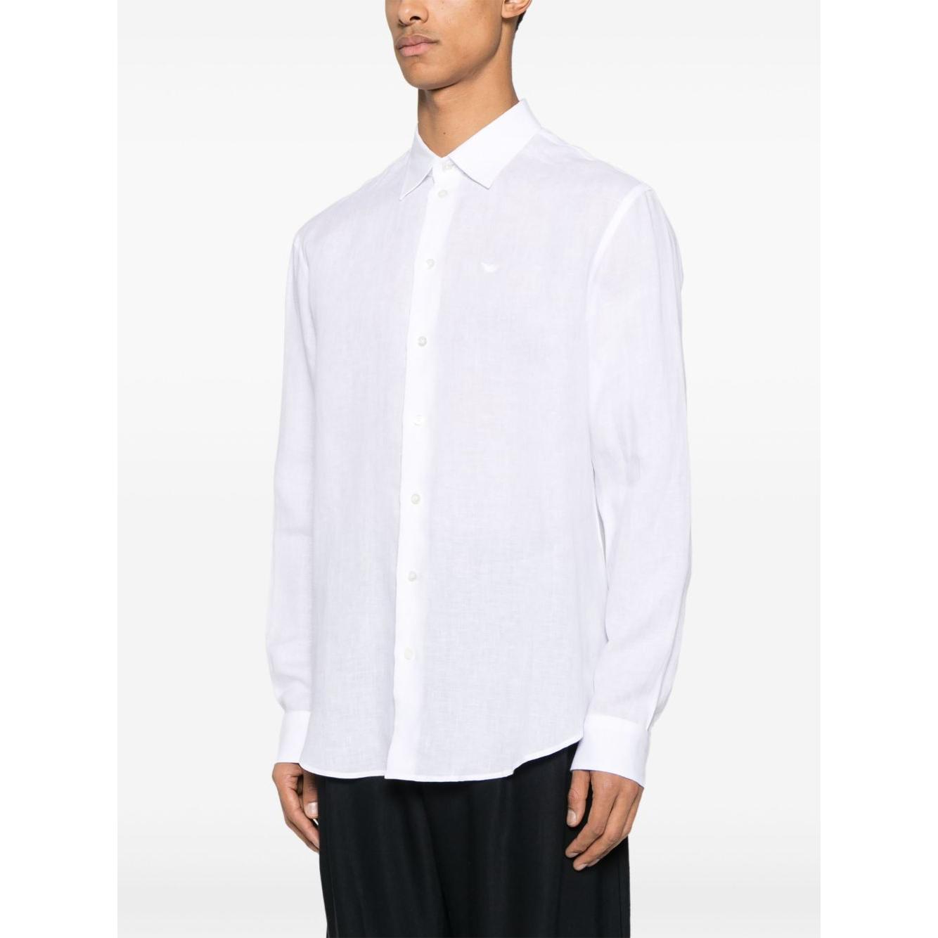 Emporio Armani logo-embroidered long-sleeve shirt Shirts Emporio Armani White Smoke