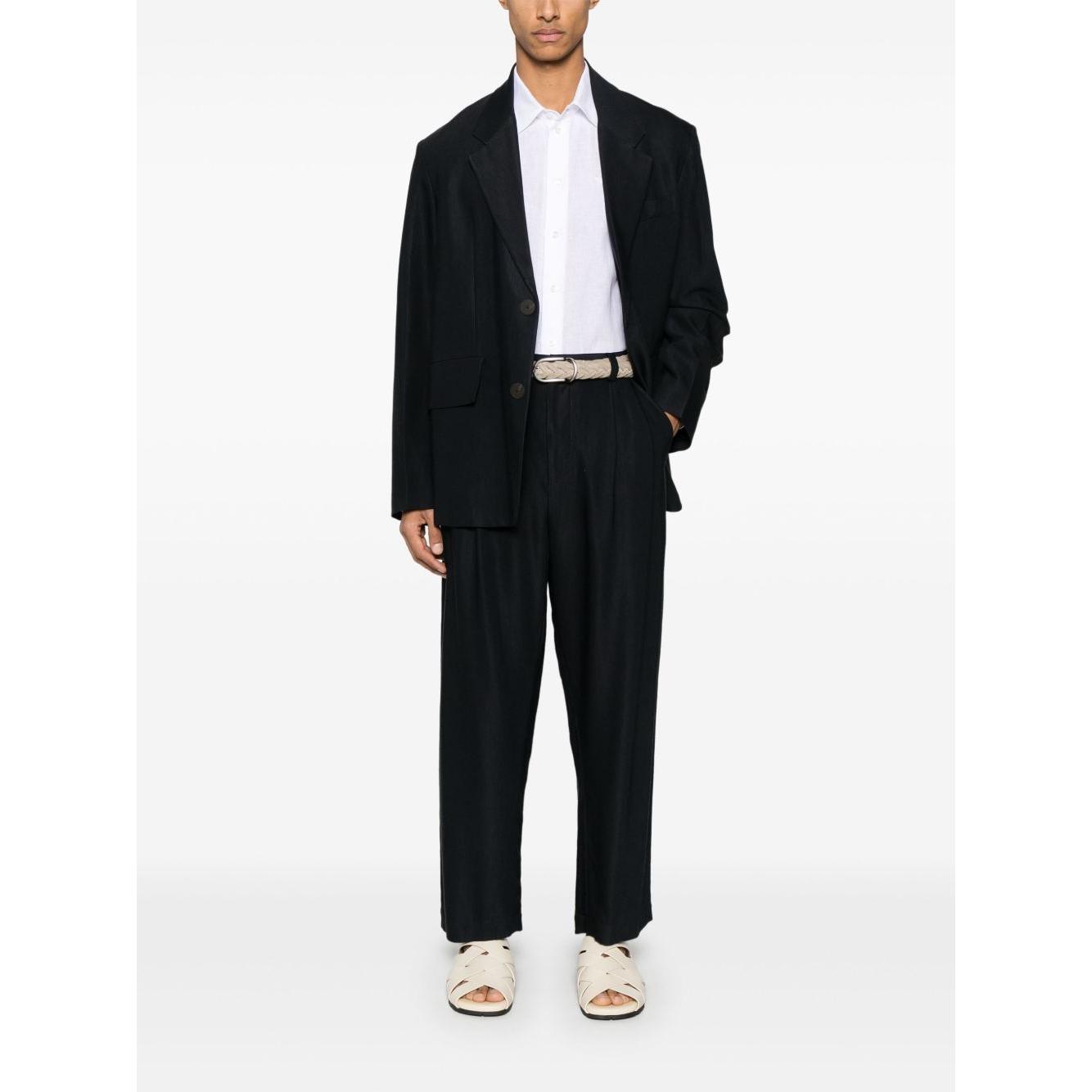 Emporio Armani logo-embroidered long-sleeve shirt Shirts Emporio Armani Black